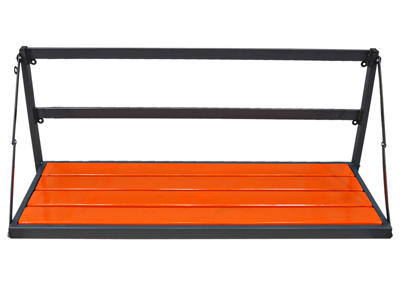 Лавка для укриттів зі спинкою підвісна настінна 1500х450х500мм (на шарнірах) помаранчевий КОМПРЕД OL714/5.1